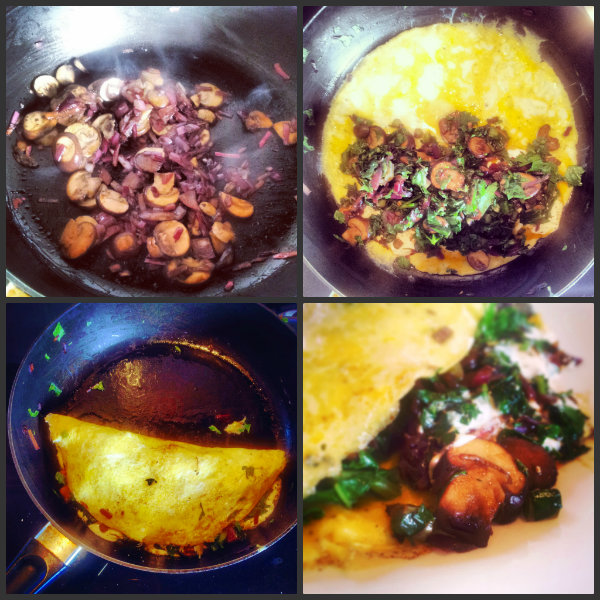 Onion, Mushroom, Kale and Quark Omelette Paleo